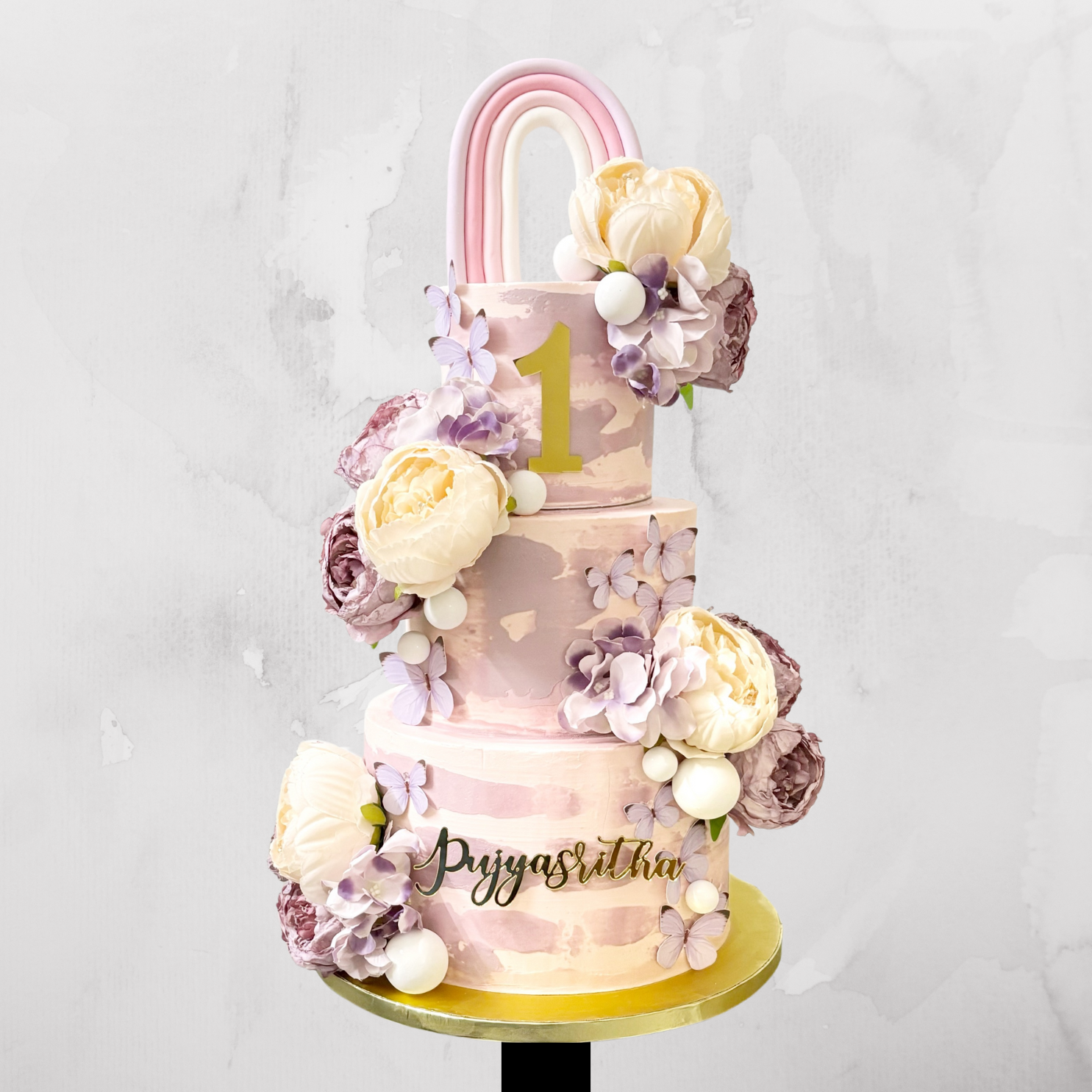 Pink & Lilac Rainbow Theme Birthday Cake